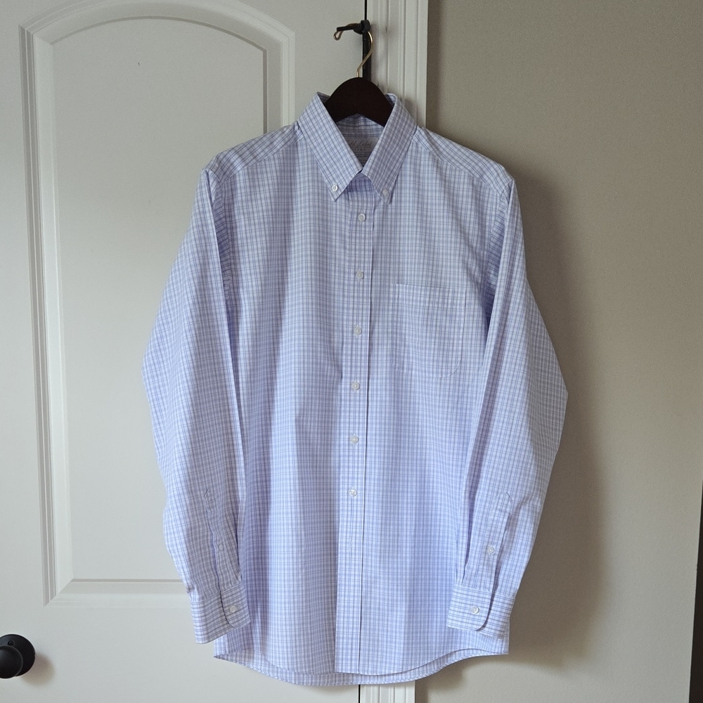 Roundtree & Yorke Gold Label Blue Fitted Dress Shirt Classic Style Sz 15½/35